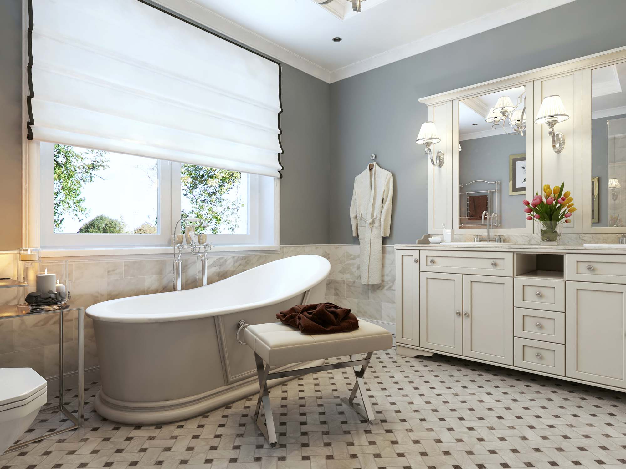 Beautifully restored bathroom with new bathtub installation