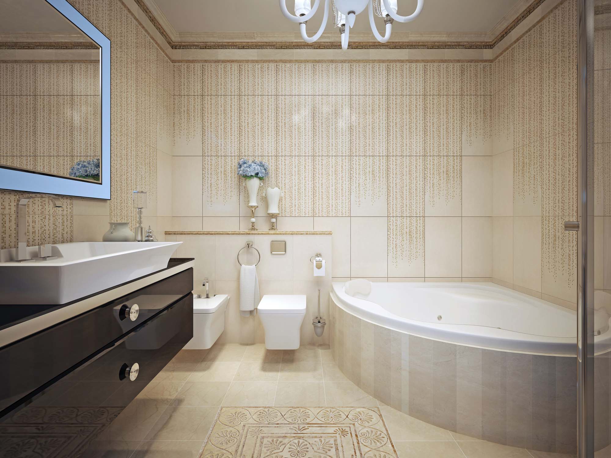 Classic bathroom interior with elegant bathtub design