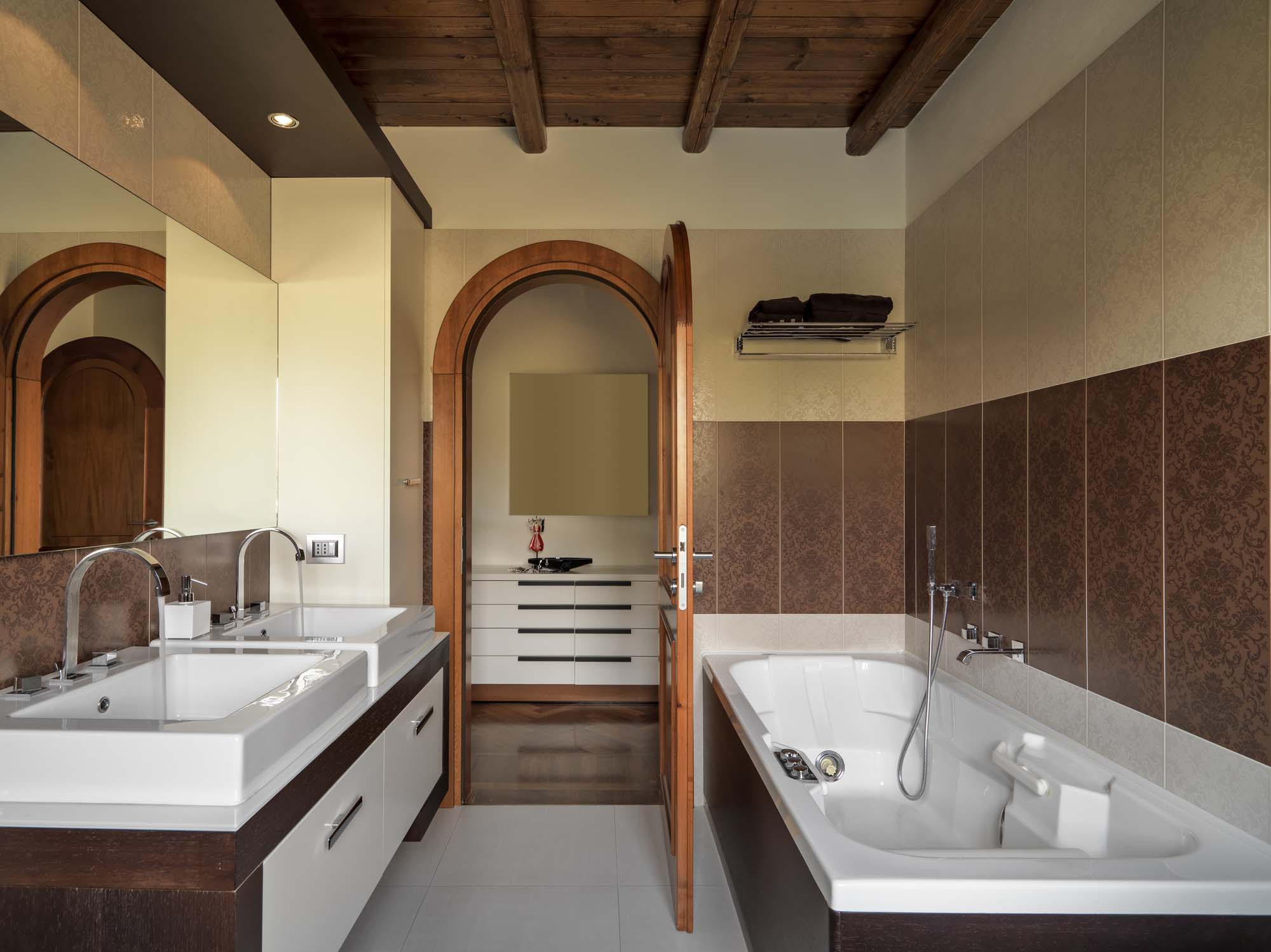 Modern luxury bathroom interior with premium bathtub